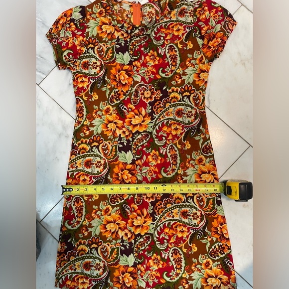 Vintage fall harvest Thanksgiving themed mini dress with collar by Victory - Picture 9 of 10